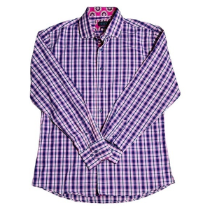 Dolce Men’s Slim Fit Button Down Contrast Cuffs Plaid Shirt‎ Sz. L